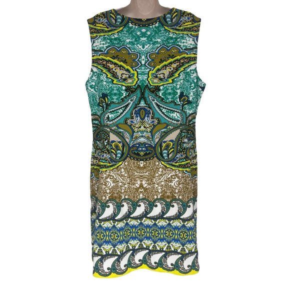 Size 16 XL 1X PAISLEY PRINT SLEEVELESS SHIFT DRESS Summer Classy Plus Size - Picture 2 of 3
